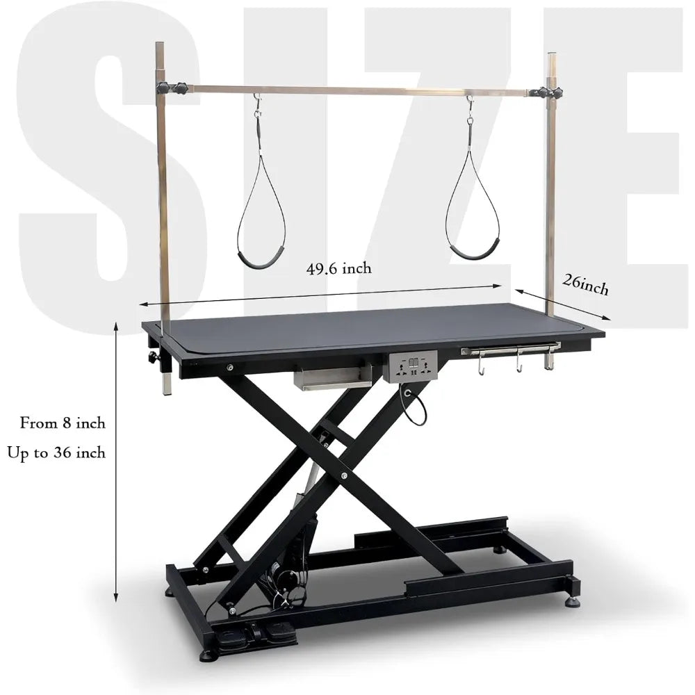 49.6” Adjustable Dog Grooming Table – Professional Pet Trimming Table with Arm & Noose