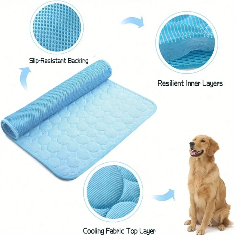 Cool Ice Silk Pet Cooling Mat – Moisture-Proof Summer Sleeping Pad for Dogs, Cats & Small Animals (5 Sizes Available)