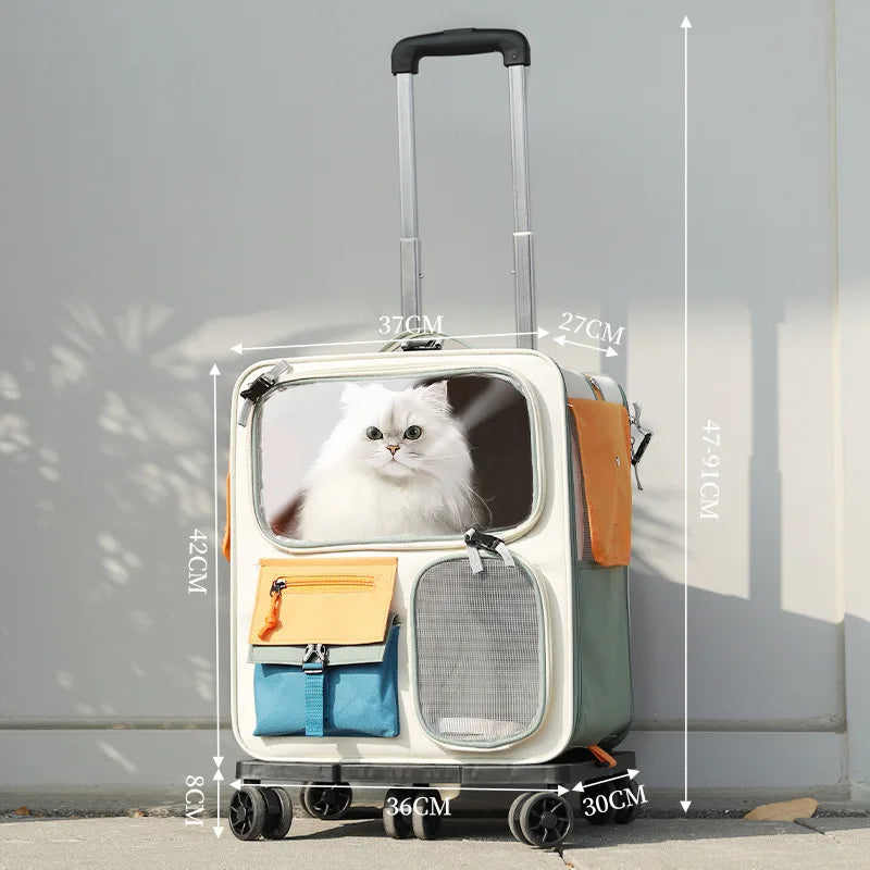HOOPET Pet Travel Trolley – Portable Rolling Carrier for Cats & Small Dogs