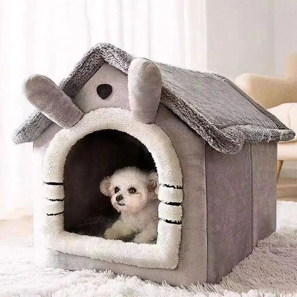 Indoor Warm Dog House – Soft Pet Bed Tent with Removable Washable Cushion for Dogs & Cats (All-Season Use)