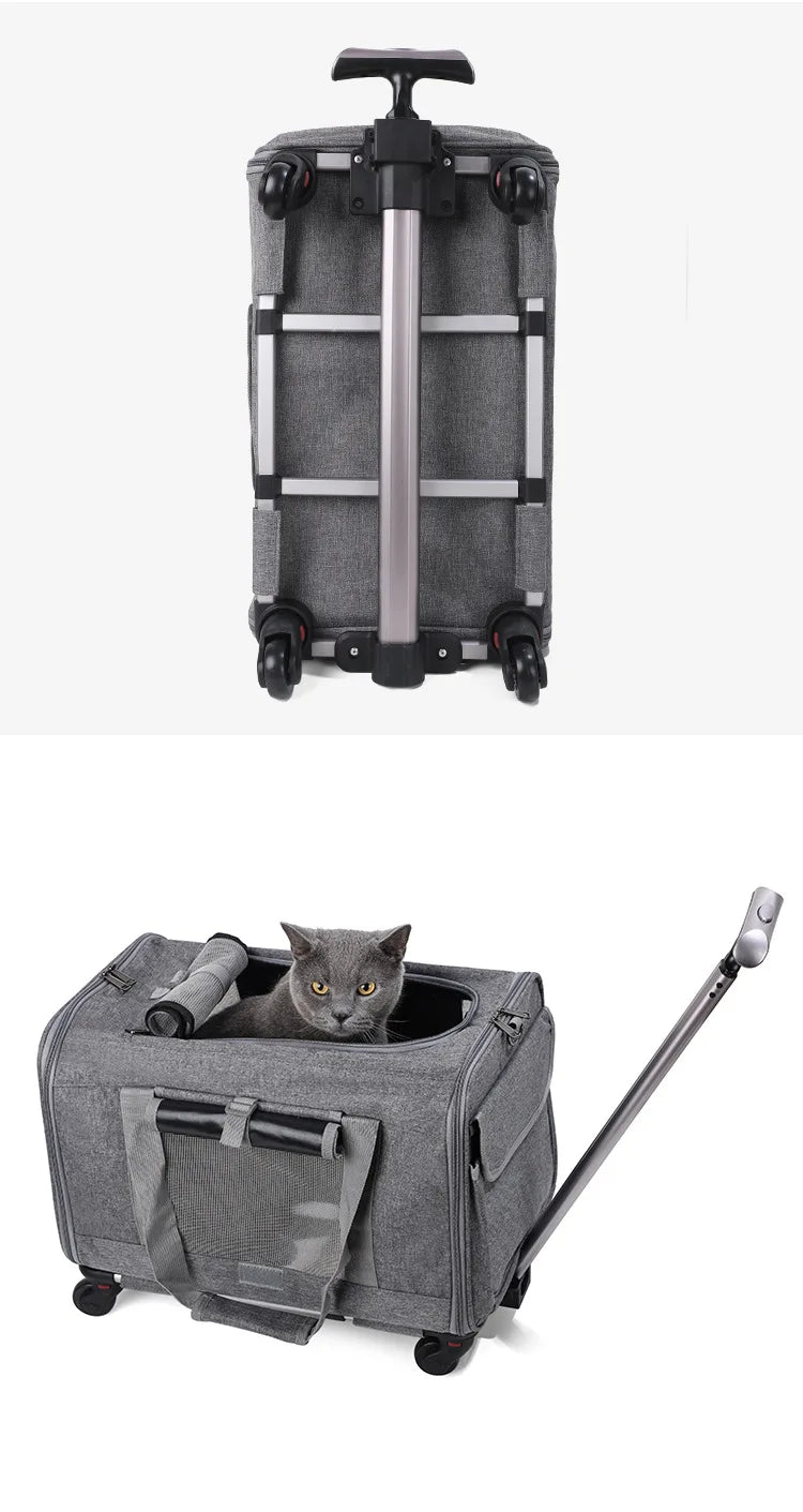 Rolling Pet Carrier – Airline Approved Travel Bag with Wheels for Dogs & Cats