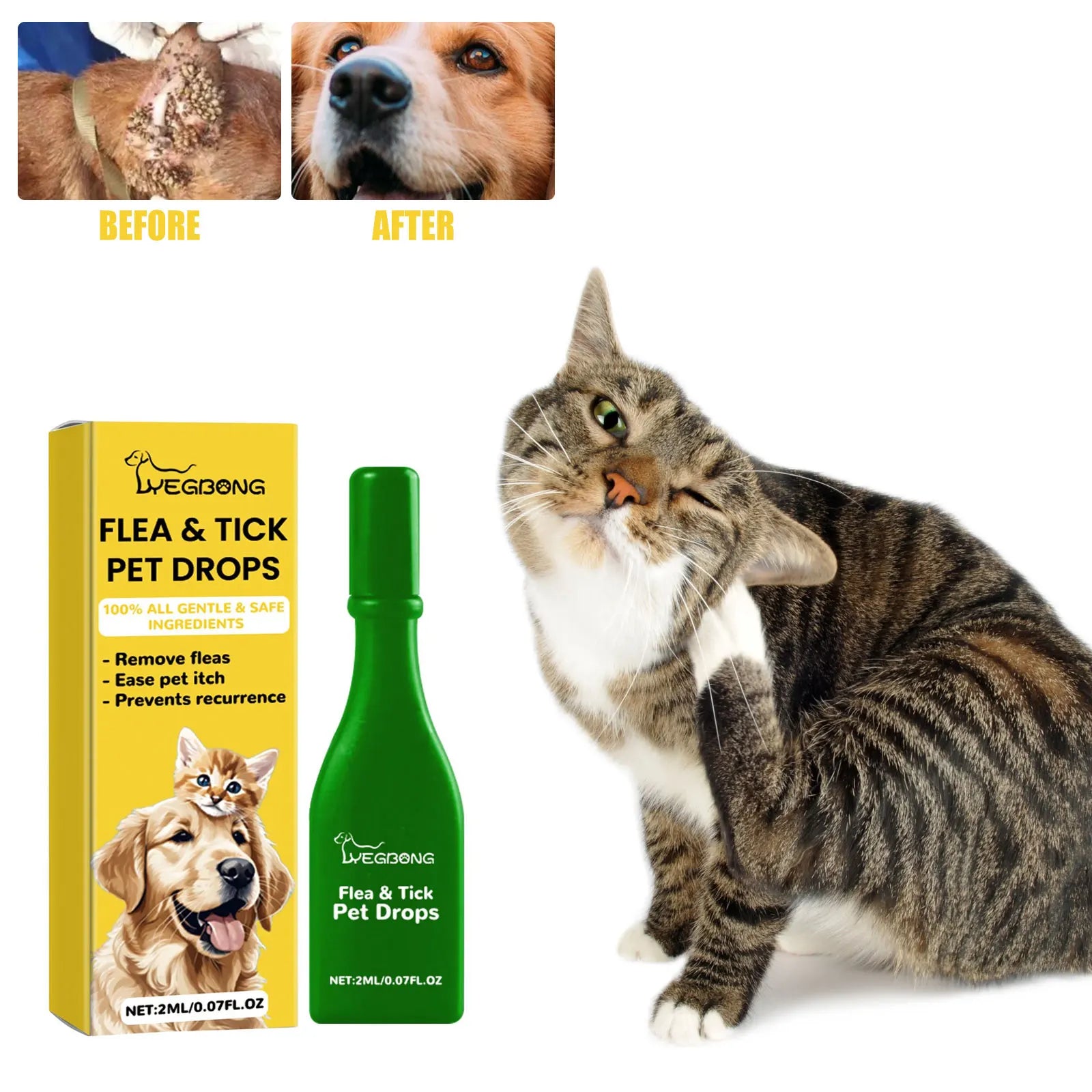 Cat Flea & Tick Treatment Drops – Itch Relief and Pest Repellent