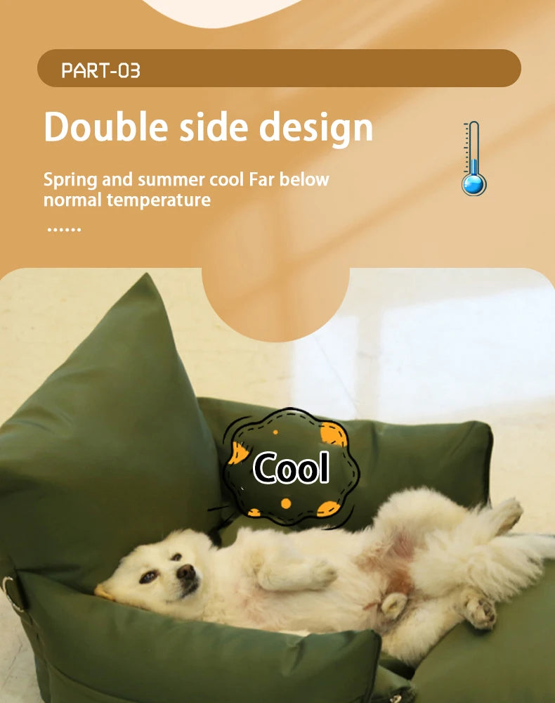 Waterproof Dog Car Seat Cover – Pet Travel Bed & Sofa Cushion for Dogs & Cats