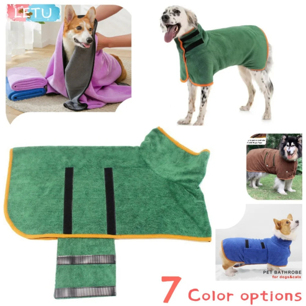 Dog Bathrobe – Quick-Dry Absorbent Towel Robe for Small, Medium & Large Dogs