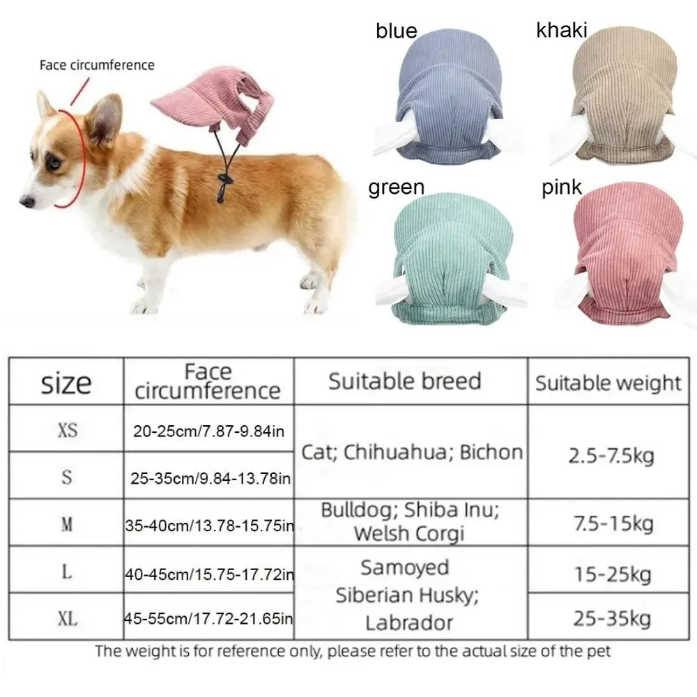 Adjustable Dog Baseball Cap – Breathable Sun Hat with Ear Holes for Outdoor Sports & Hiking