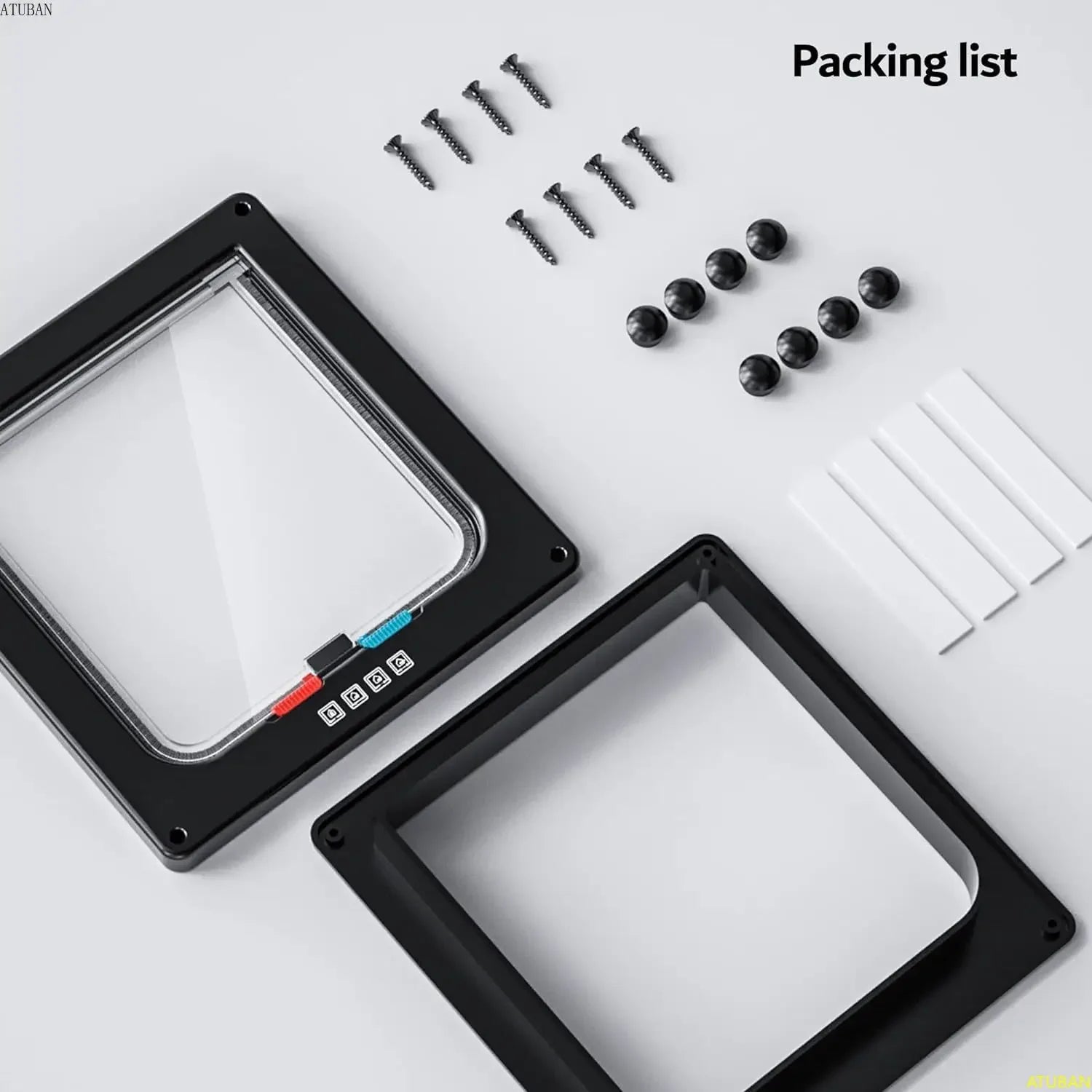 ATUBAN Large Cat Door – 4-Way Locking Pet Door for Interior, Exterior, Window & Wall Installation