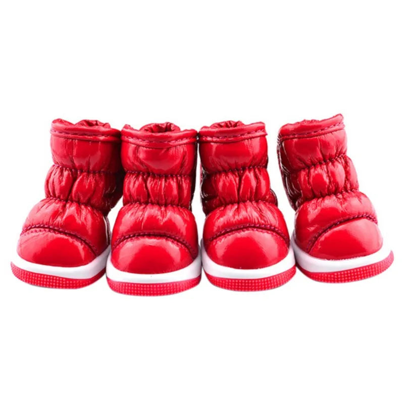 4pcs Winter Dog Shoes – Waterproof Fleece-Lined Snow Boots for Small Dogs