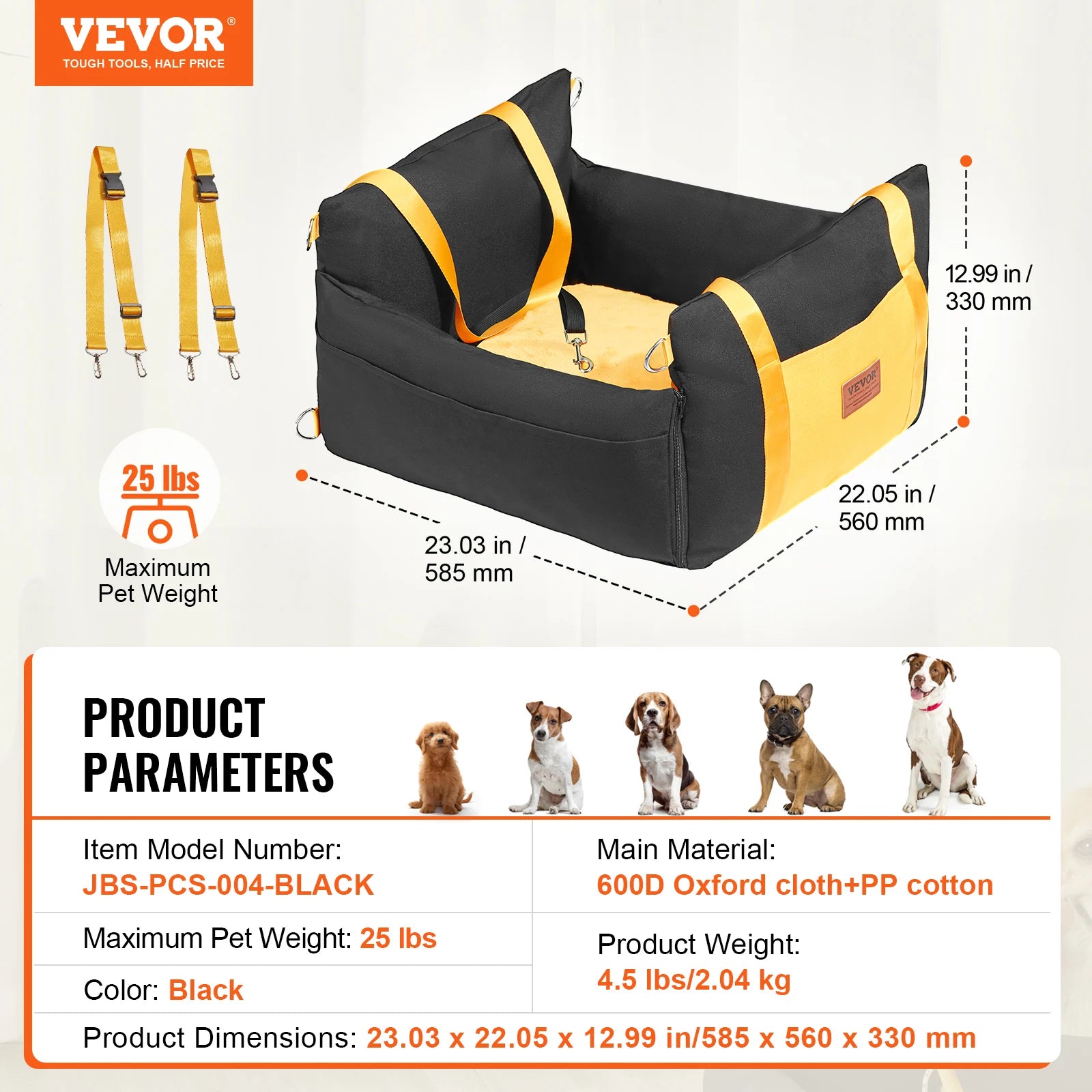 SucceBuy Dog Car Seat – Waterproof Booster Seat & Travel Bed for Medium & Large Dogs