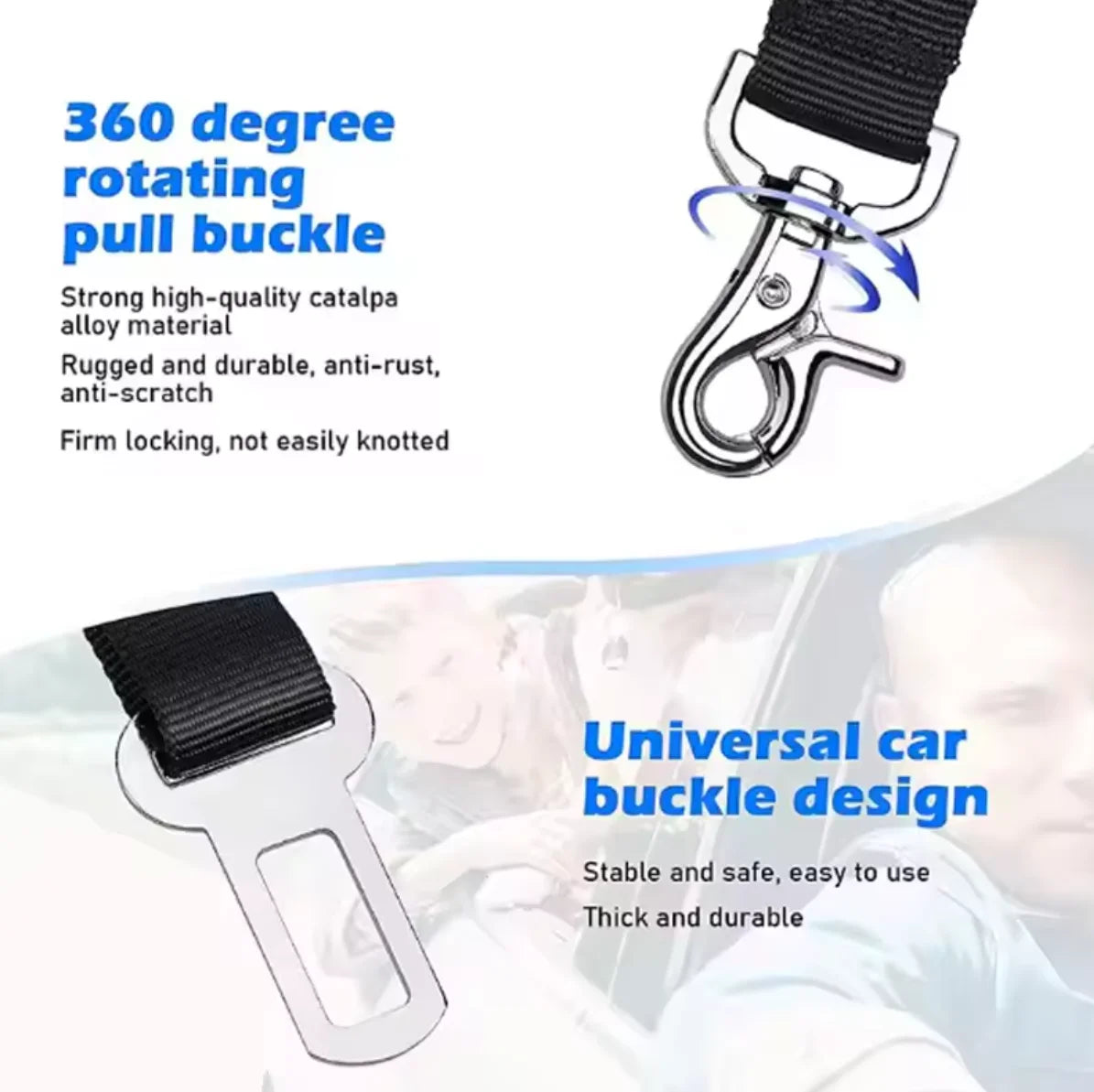 Advanced Dog Car Seat Belt – Adjustable Nylon Safety Buckle & Leash for All Dog Sizes