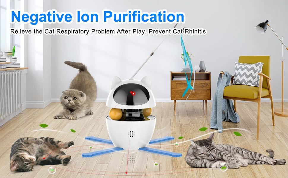4-in-1 Electric Interactive Cat Toy – Automatic Laser, Feather, Chasing Ball & Exercise Toy for Indoor Cats – USB Rechargeable