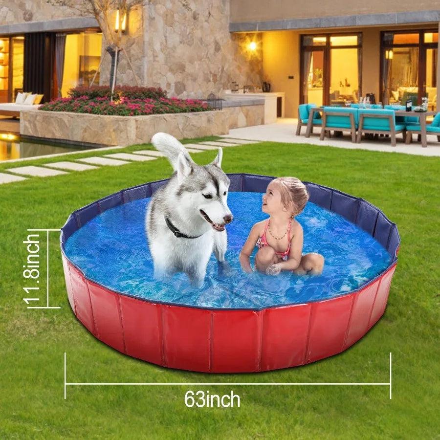 Foldable Pet Swimming Pool – Durable PVC Dog Bathing Tub & Kiddie Play Pool