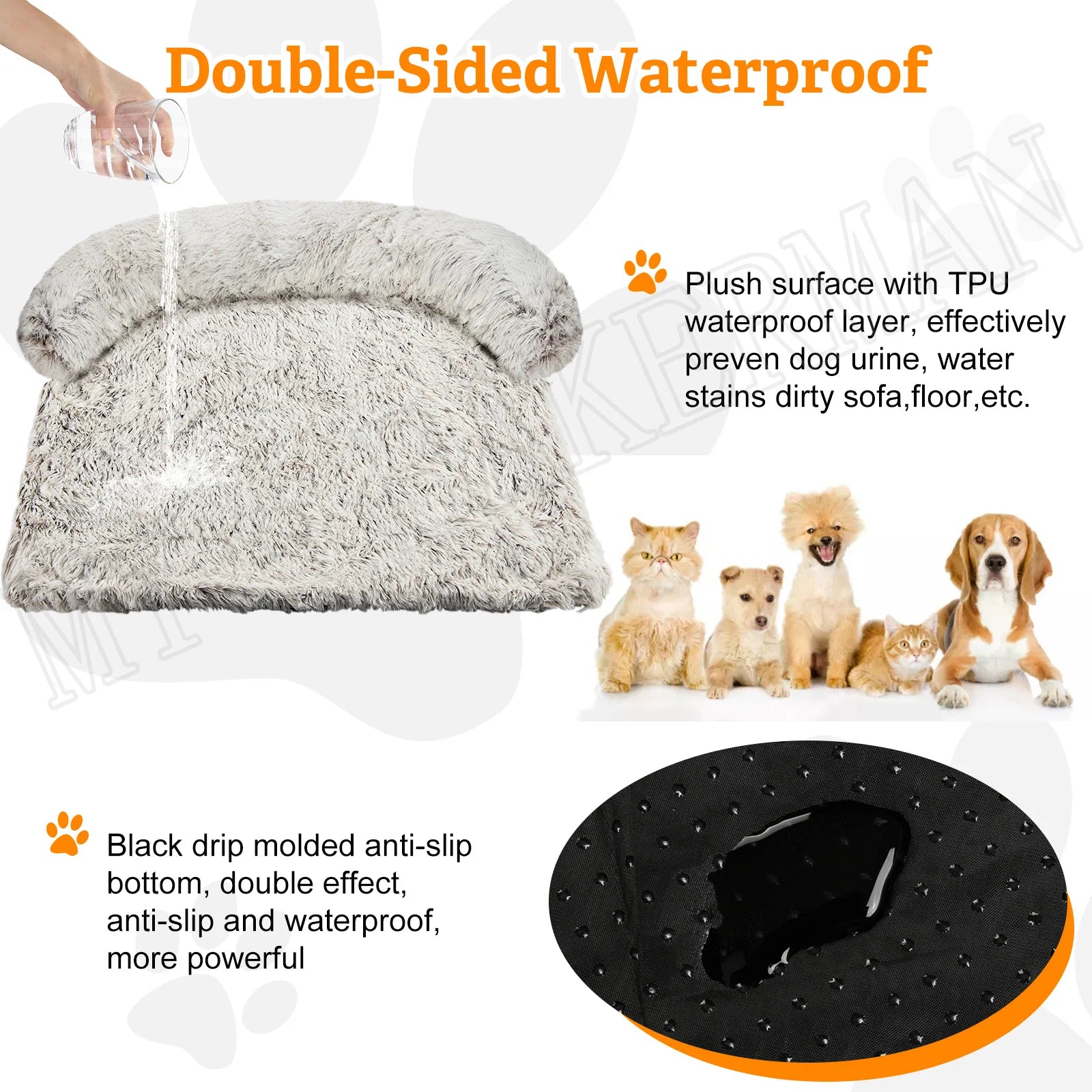 4 Styles Plush Pet Sofa Bed – Removable Washable Cover & Waterproof Upholstery for Dogs & Cats (All Seasons)