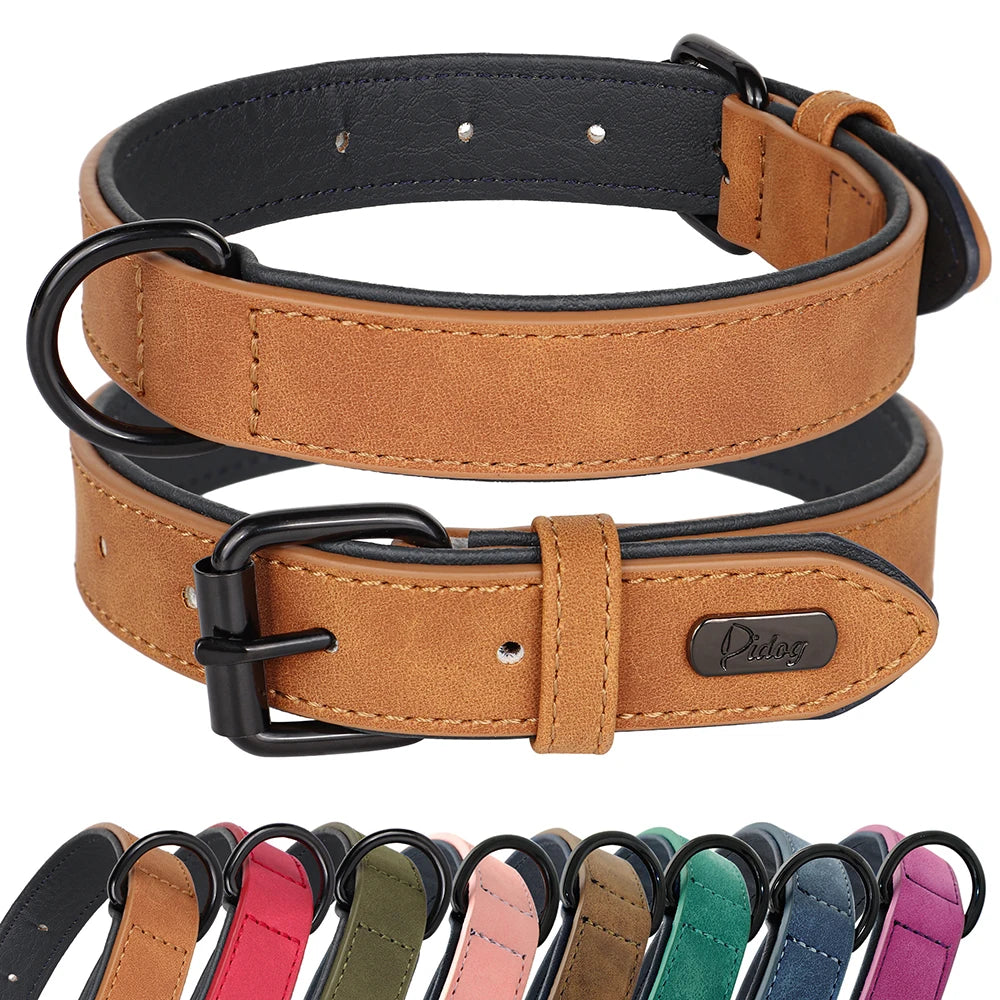 Large Dog Collar – Soft Padded Real Leather Collar for Big Dogs like Rottweiler, Labrador & Pitbull