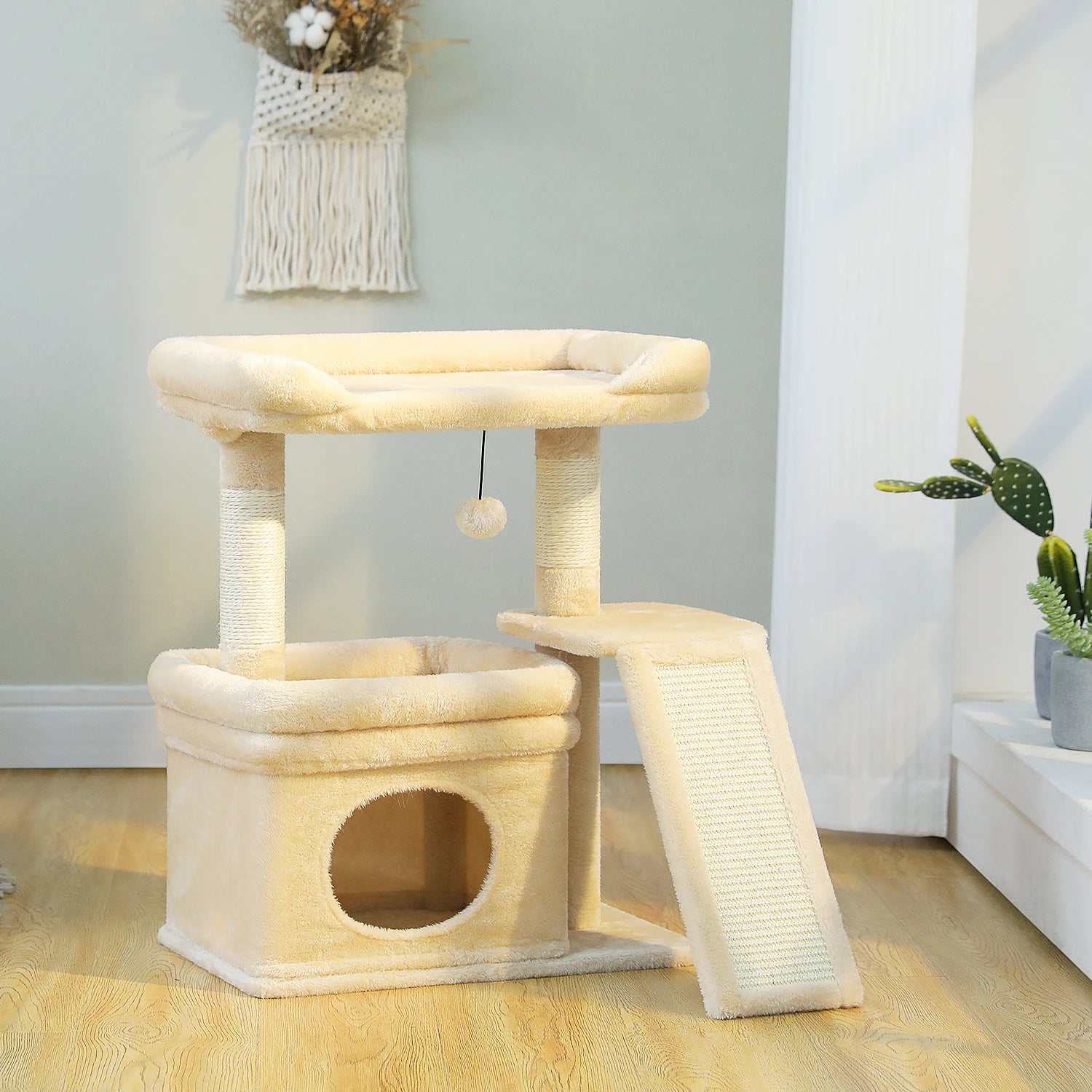 Small Cat Tree – Indoor Cat Tower with Condo, Sisal Scratcher & Toys