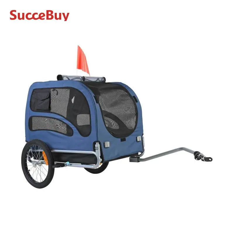 SucceBuy 100 lbs Pet Bicycle Trailer – Collapsible Dog Bike Carrier with Coupler, Reflectors & Safety Flag