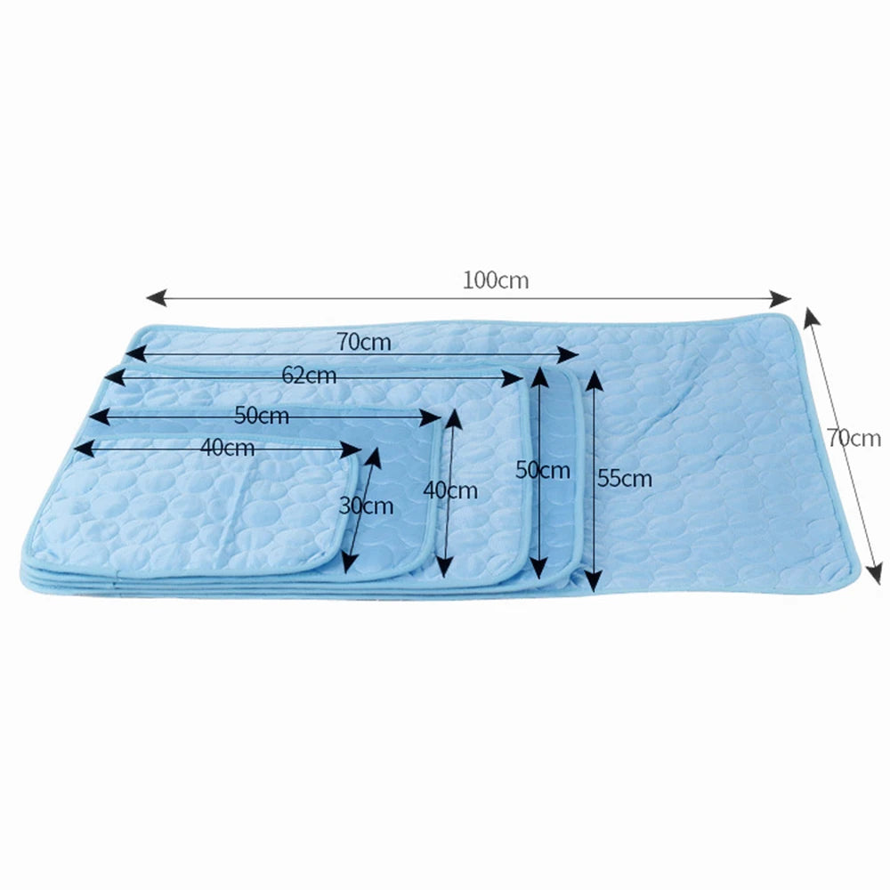Cool Ice Silk Pet Cooling Mat – Moisture-Proof Summer Sleeping Pad for Dogs, Cats & Small Animals (5 Sizes Available)