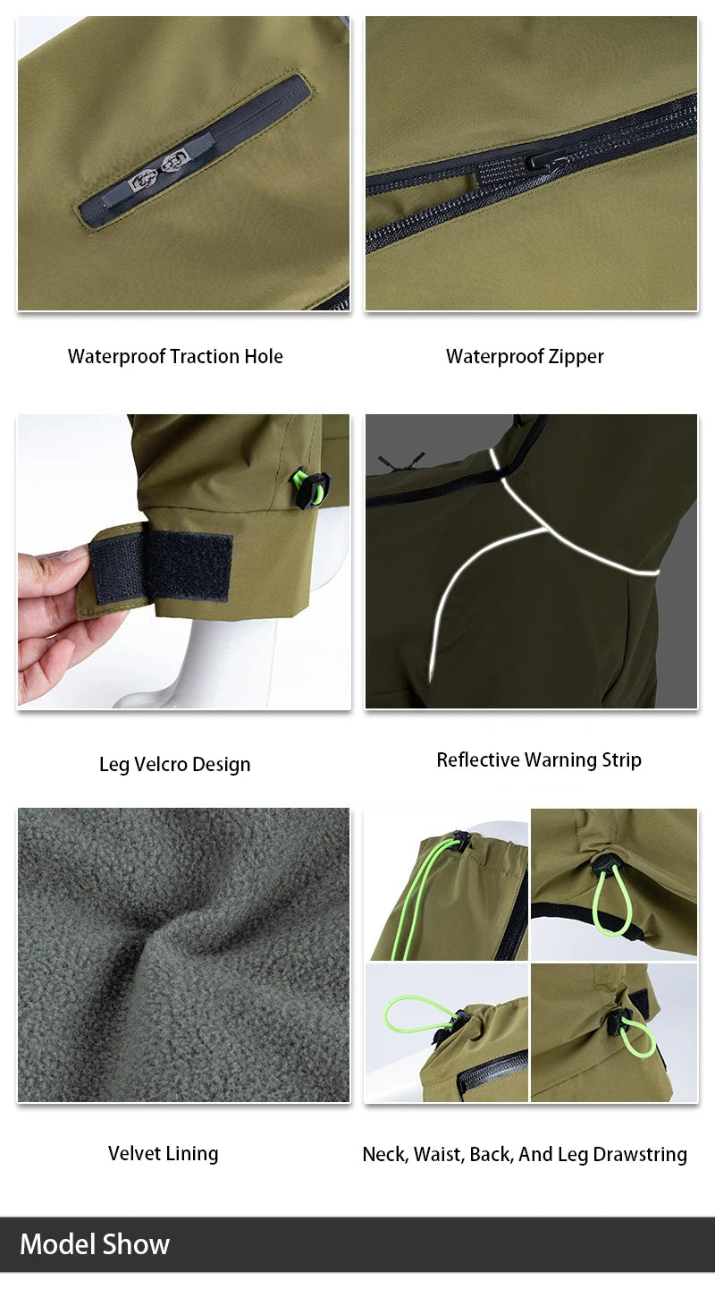 Four-Leg Waterproof Dog Jacket – Windproof Reflective Winter Suit with High Neck