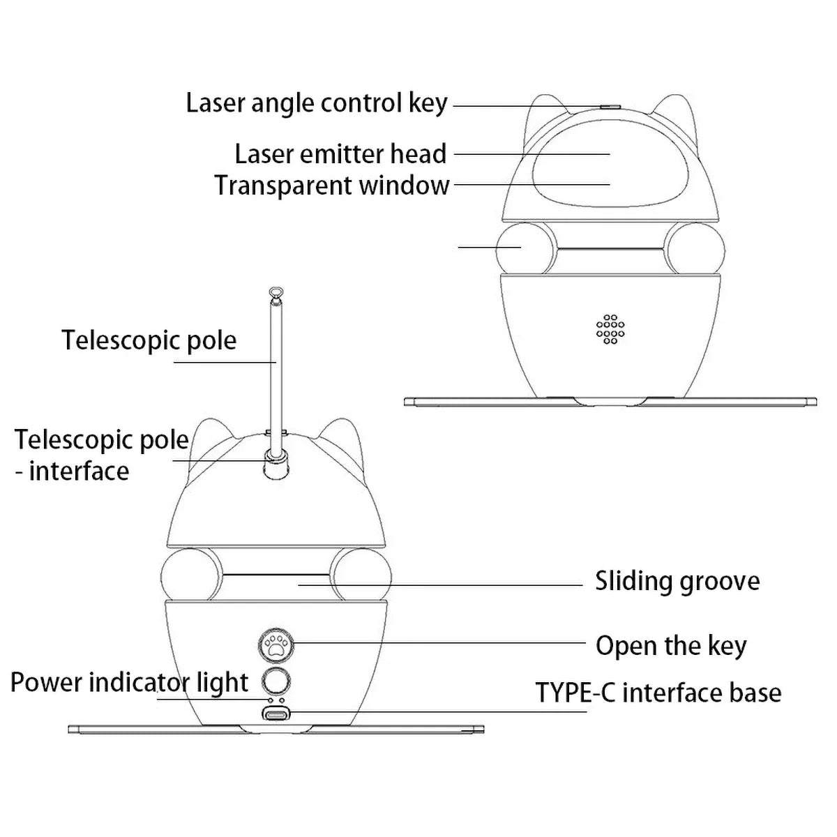 Interactive Cat Laser Toy – Rechargeable with Feathers & Adjustable Angle