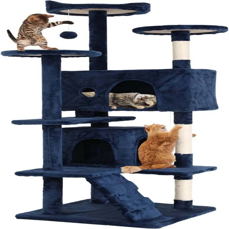 54" Cat Tree – Multi-Level Climbing Tower with Scratching Posts, Cat Condo, and Perch for Indoor Cats and Kittens
