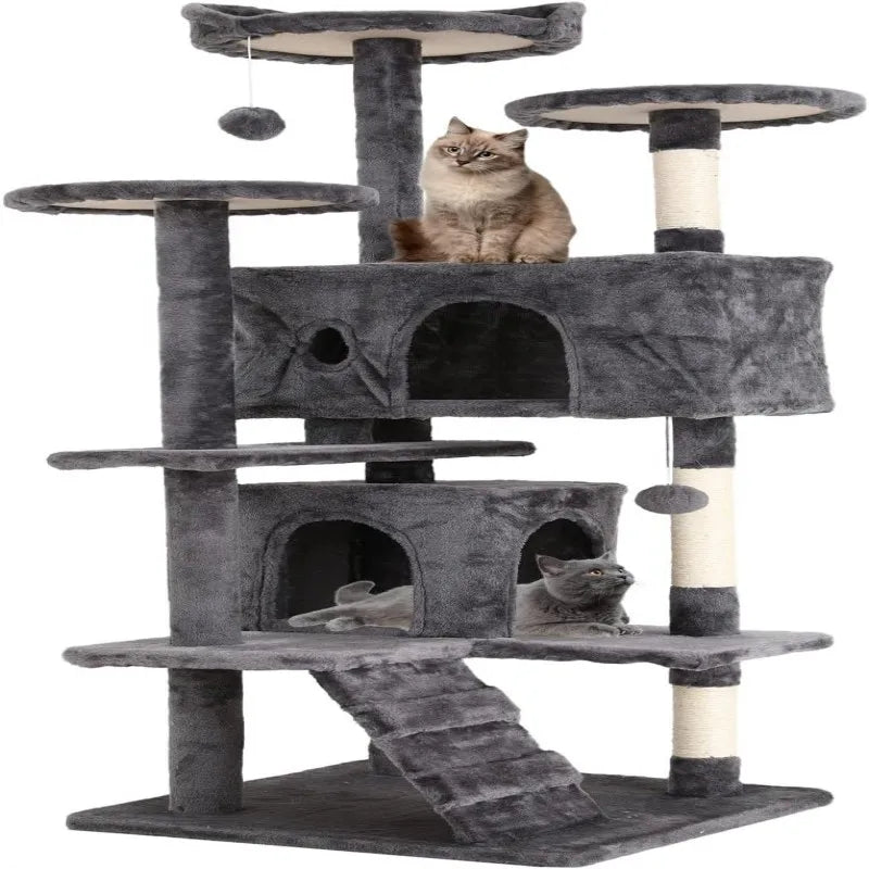 54" Cat Tree – Multi-Level Climbing Tower with Scratching Posts, Cat Condo, and Perch for Indoor Cats and Kittens