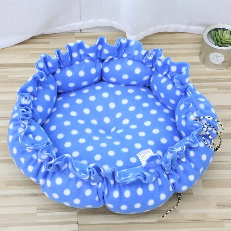 Drawstring Adjustable Pet Nest Bed – Dual-Use Soft Cushion for Cats & Puppies