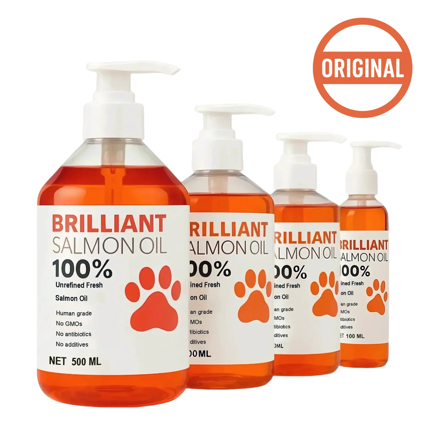 Human-Grade Salmon Oil for Dogs & Cats – Omega-3 Fatty Acid Supplement (100ml–500ml)