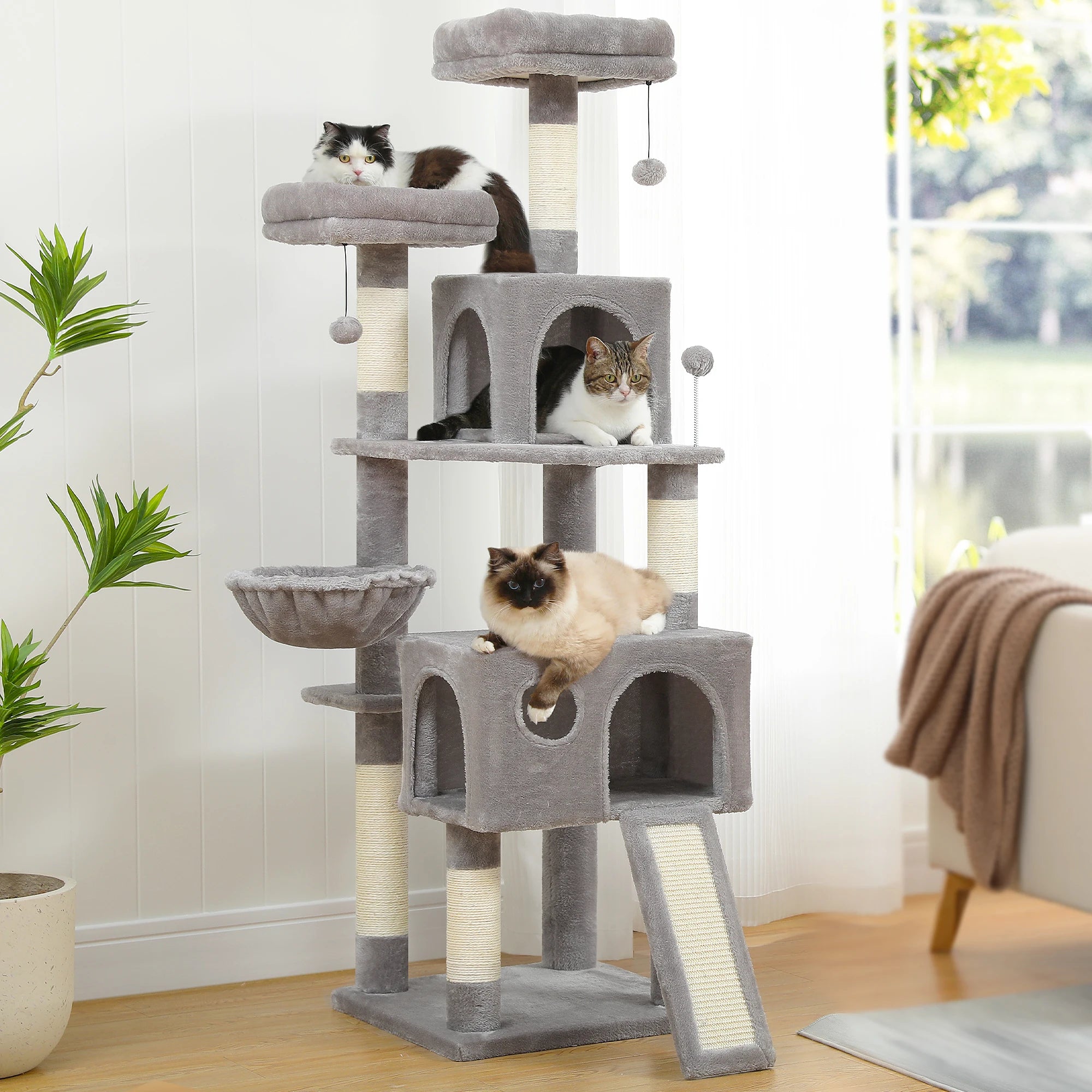 Luxury Cat Tree – Multi-Level Tower with Condos, Hammock & Scratching Posts