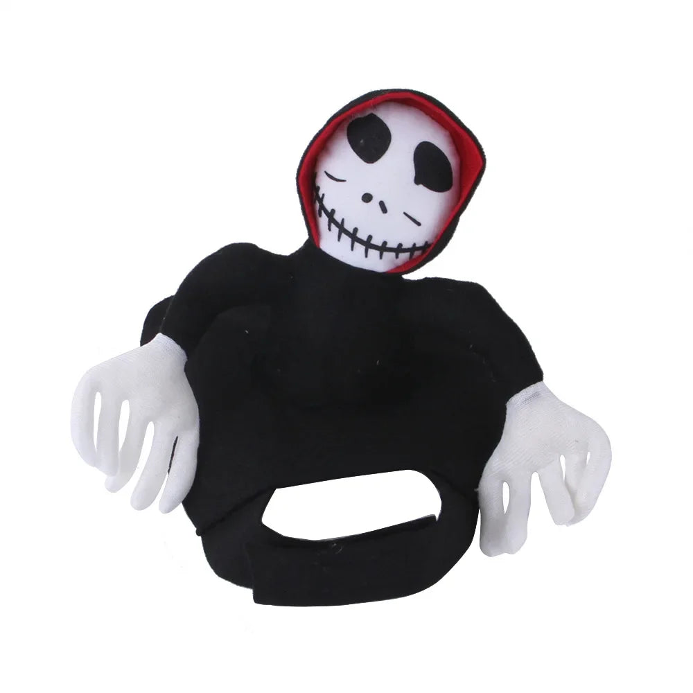 Halloween Death Rider Dog Costume – Adjustable Skeleton Rider Outfit for Cats & Dogs