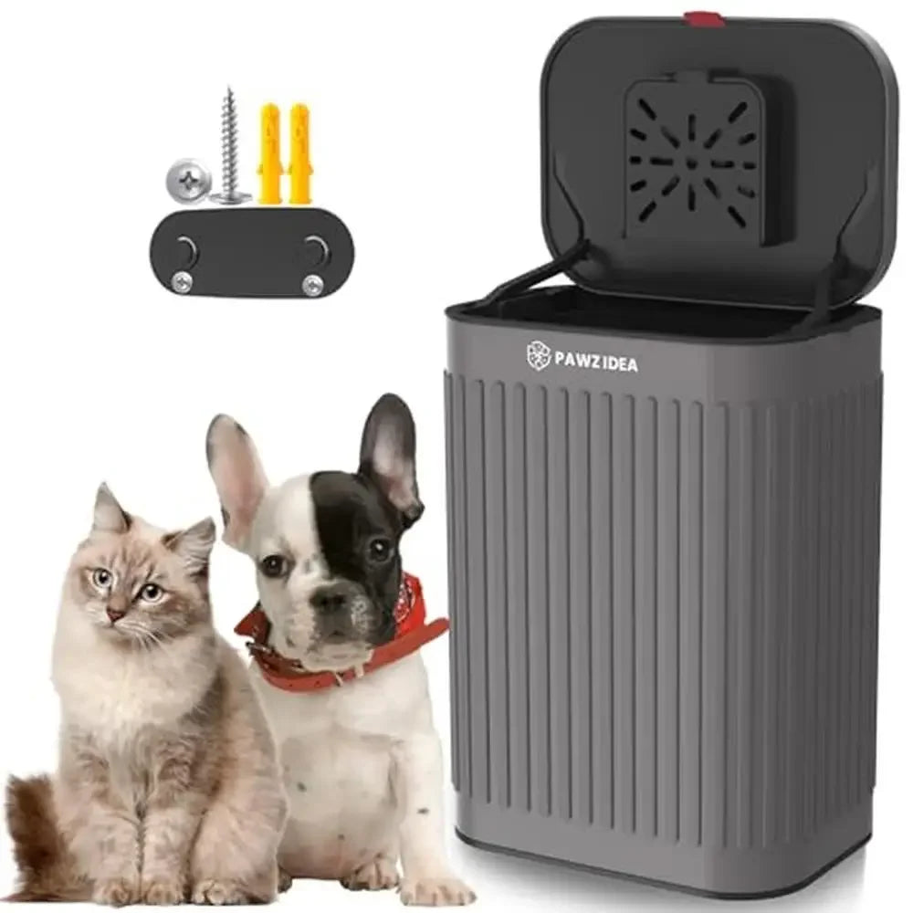 Outdoor Wall-Mount Dog Waste Bin – 2.1 Gallon Trash Can with Lid & Odor Control | No-Smell Poop Disposal for Fence or Wall Hanging