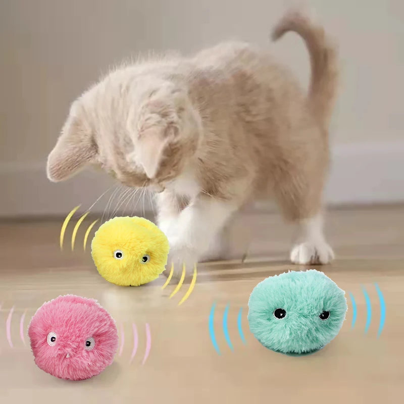 Interactive Plush Cat Toy Ball – Electric Catnip Squeak Toy for Kitten Training & Play