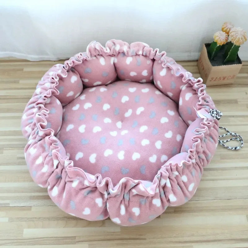 Drawstring Adjustable Pet Nest Bed – Dual-Use Soft Cushion for Cats & Puppies