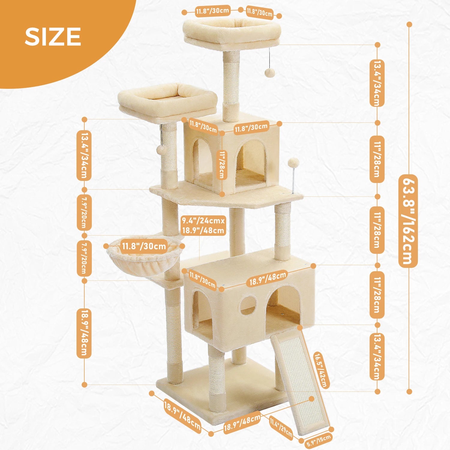 Luxury Cat Tree – Multi-Level Tower with Condos, Hammock & Scratching Posts
