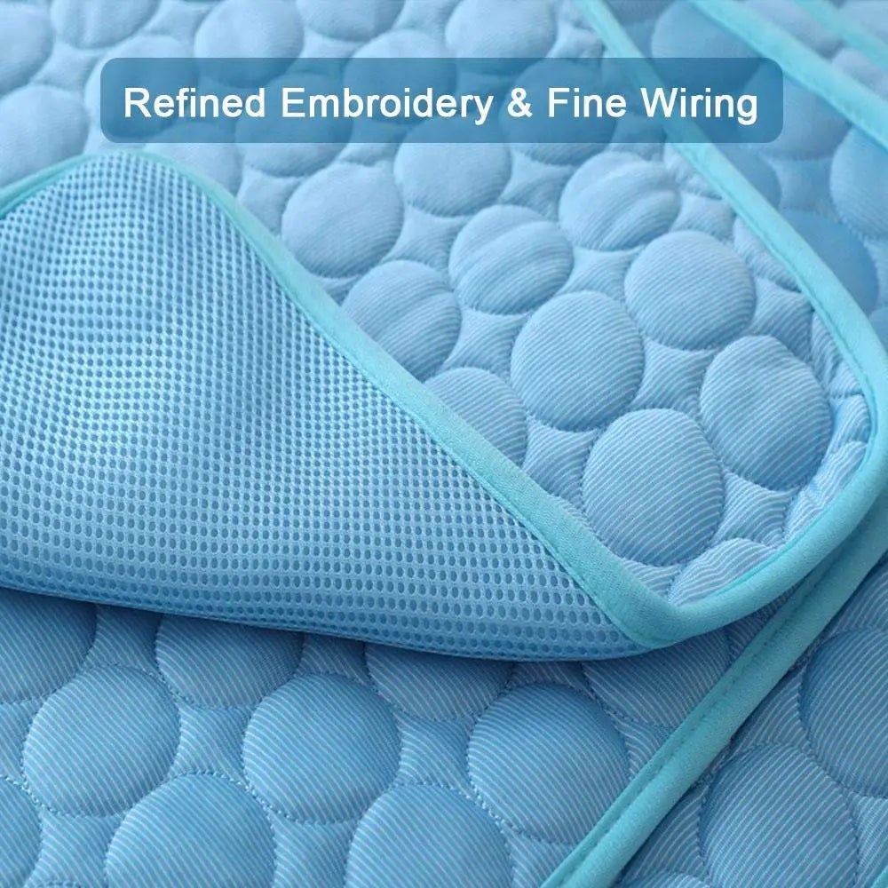 Cool Ice Silk Pet Cooling Mat – Moisture-Proof Summer Sleeping Pad for Dogs, Cats & Small Animals (5 Sizes Available)
