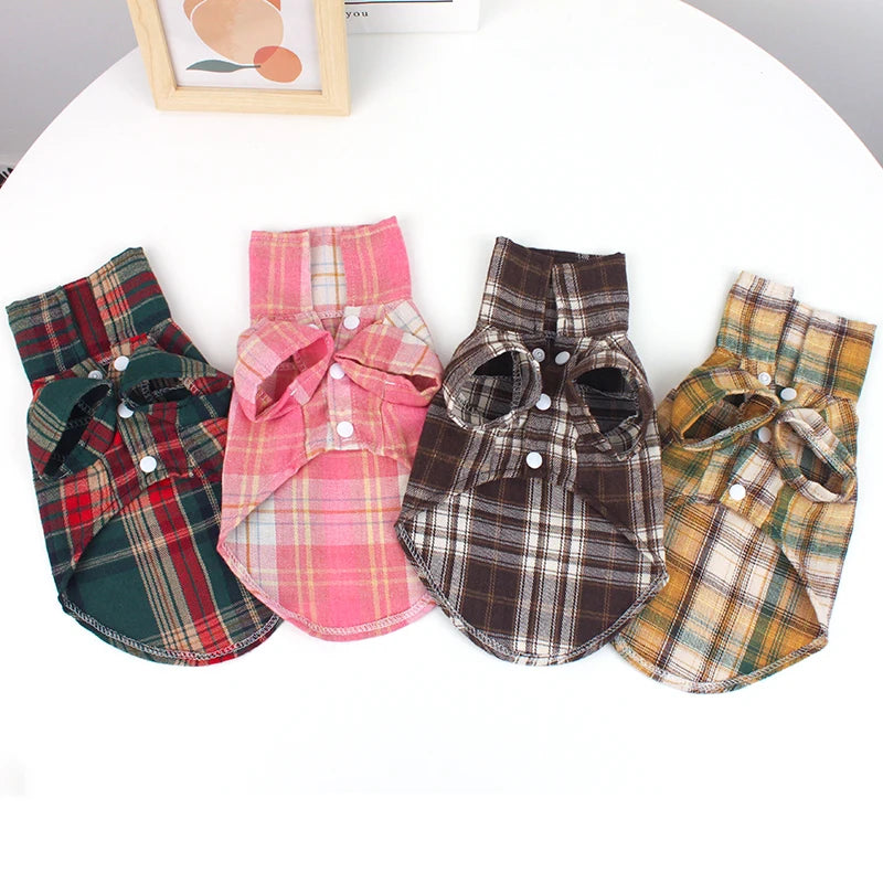 British Plaid Summer Dog Shirt – Lightweight Vest for Small Dogs
