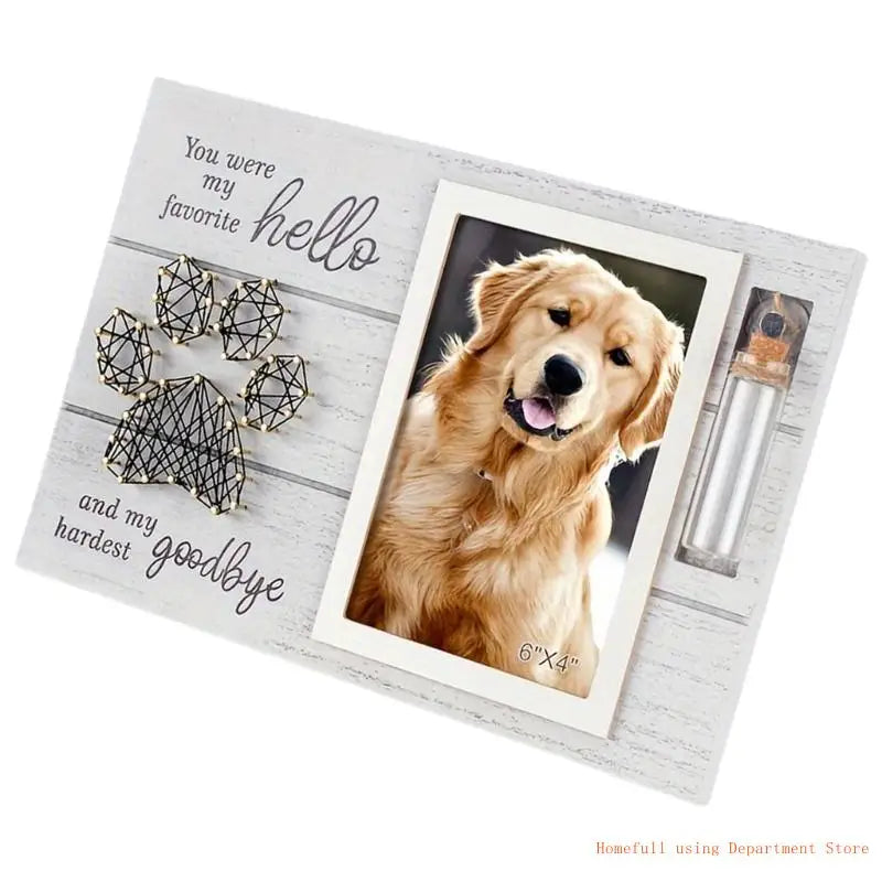 Personalized Pet Memorial Photo Frame with Glass Bottle Keepsake