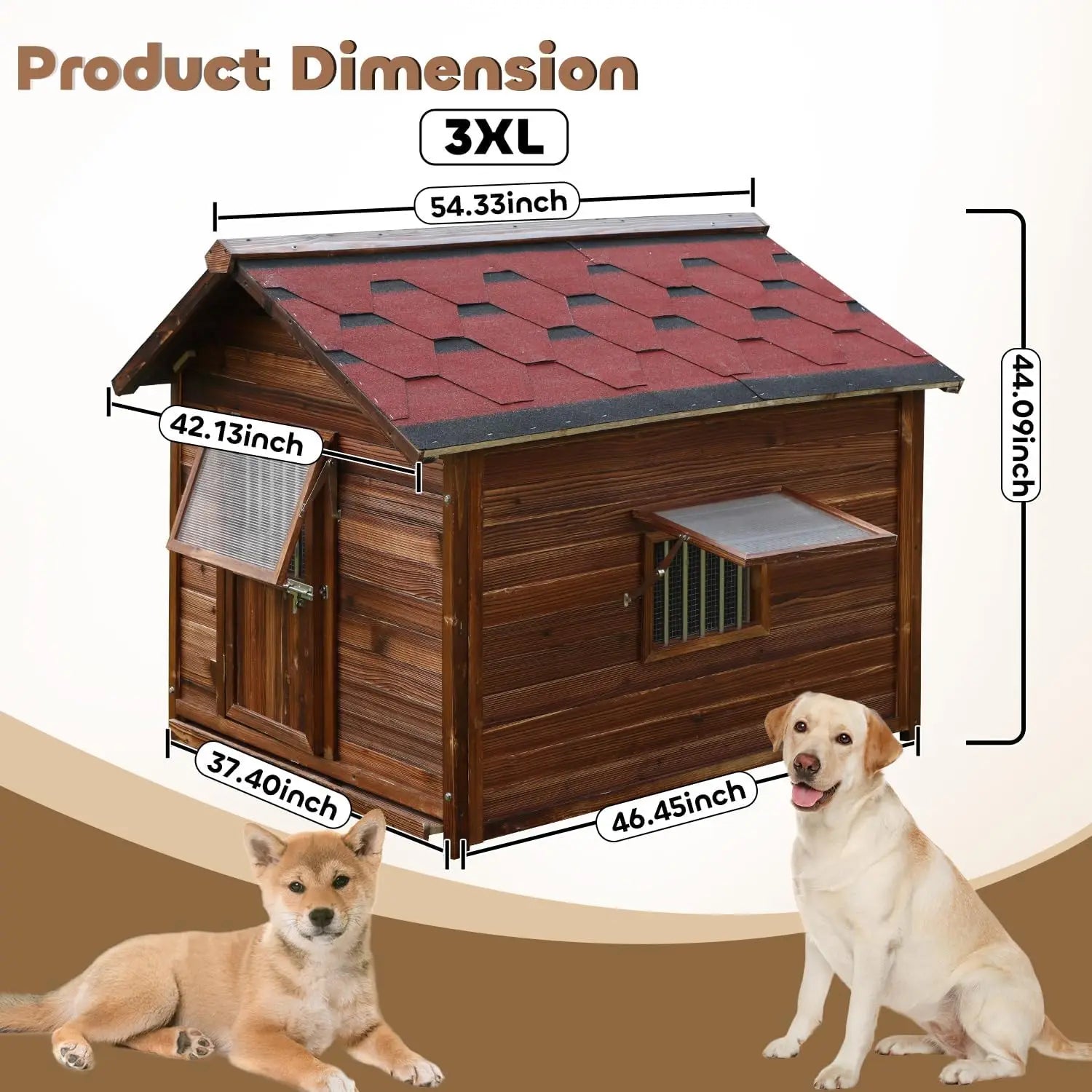 Large Outdoor Dog House – Weatherproof XXL Dog Kennel with Removable Floor & Roof, Insulated for Warmth