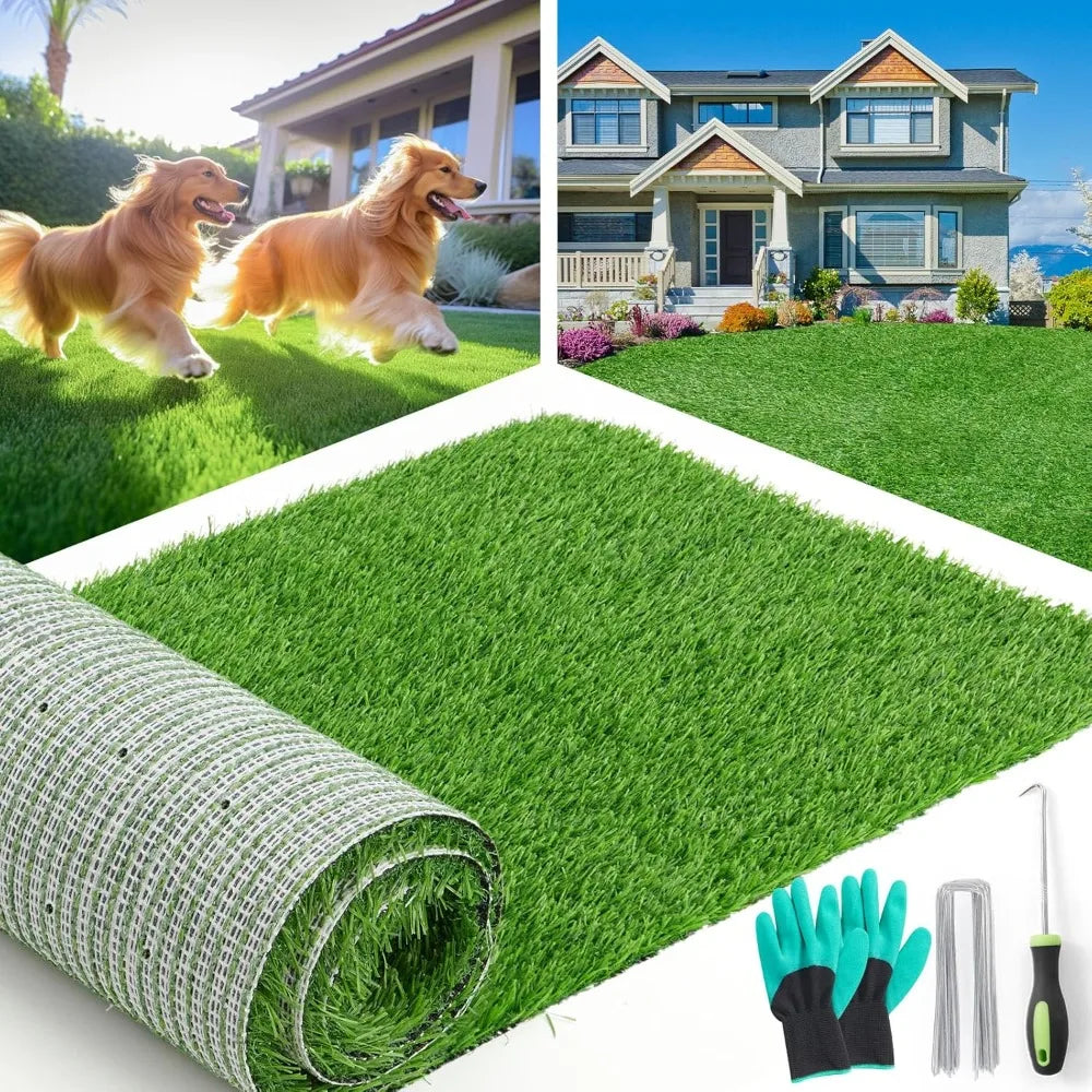 Synthetic Artificial Turf Roll Lawn – With Drainage Holes for Garden, Balcony, Terrace, or Backyard Landscaping