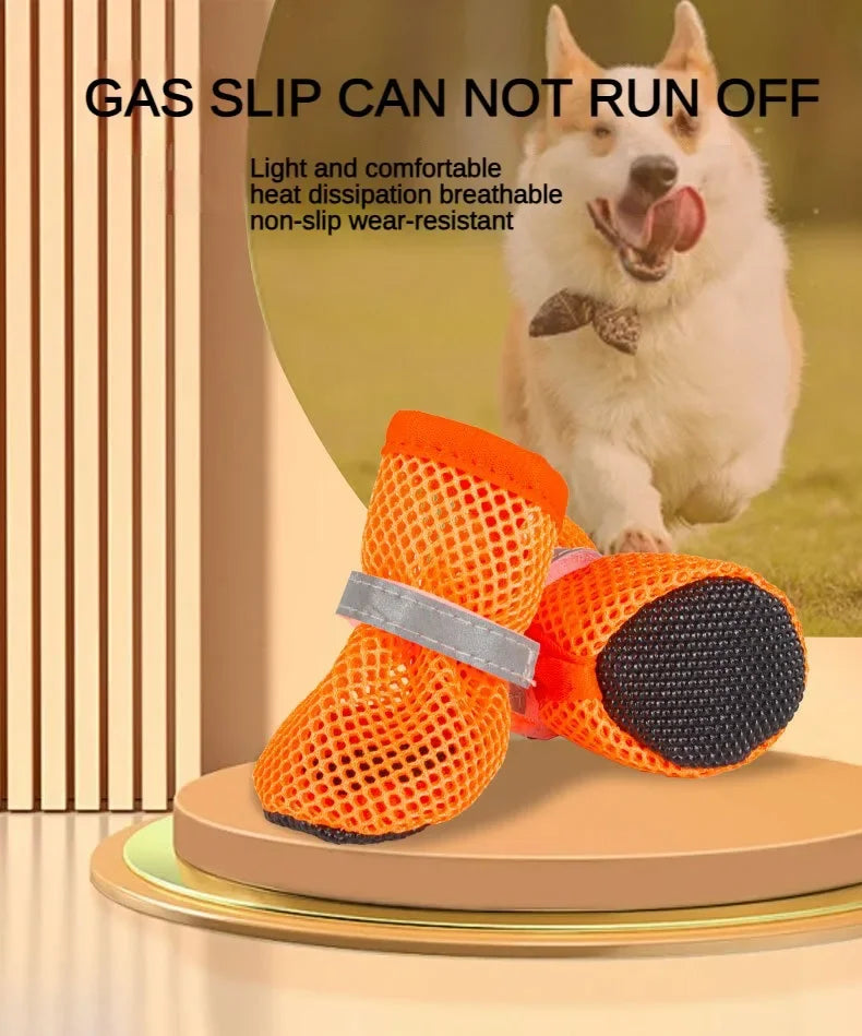4-Pack Non-Slip Dog Shoes – Breathable, Wear-Resistant Boots for Small & Medium Dogs