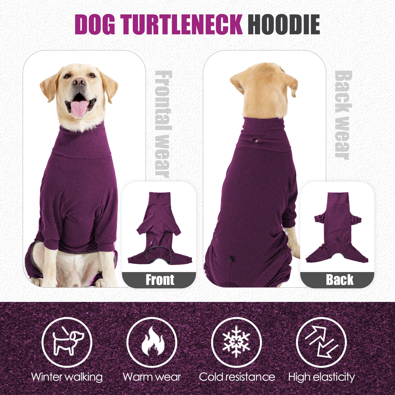 Warm Fleece Dog Jumpsuit – Windproof High-Collar Winter Overalls for Large Dogs