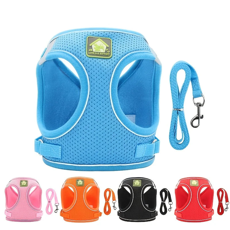 Reflective Pet Harness and Leash Set – No Pull Dog Vest with Breathable Mesh for Dogs & Cats