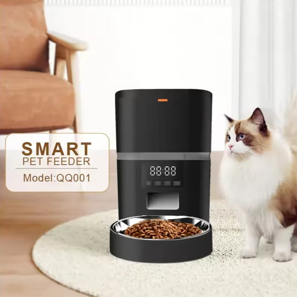 4L Automatic Pet Feeder – Smart Cat & Dog Food Dispenser with USB Power, Stainless Steel Bowl & Portion Control