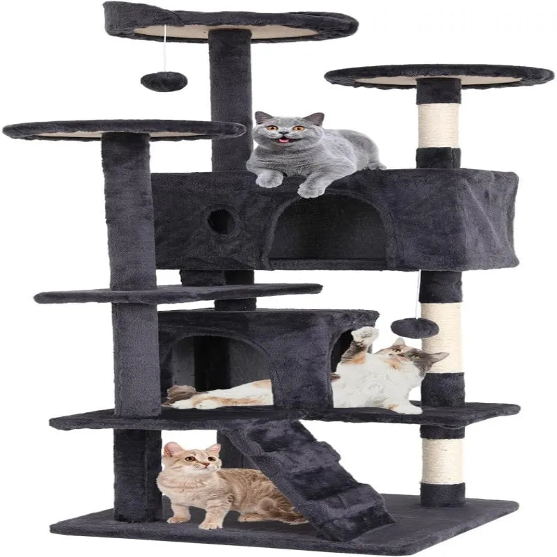 54" Cat Tree – Multi-Level Climbing Tower with Scratching Posts, Cat Condo, and Perch for Indoor Cats and Kittens