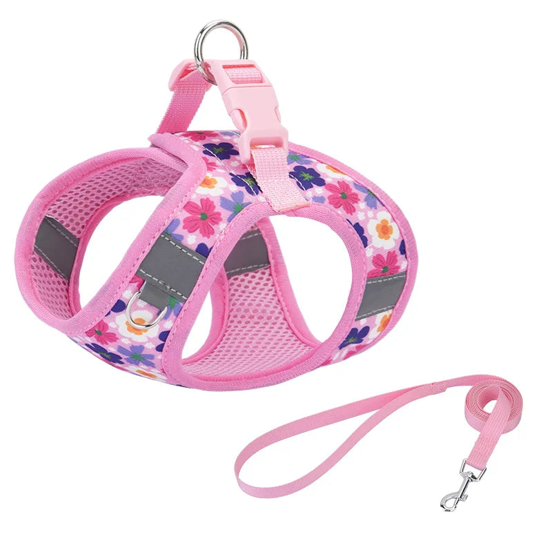 HP386 Pet Harness & Leash Set – Printed Vest Harness with 1.5m Rope