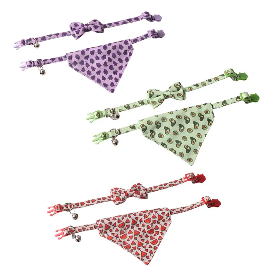 Fruit Tuxedo Bow Tie Pet Collar – Quick-Release Bandana Bowknot for Cats & Small Dogs