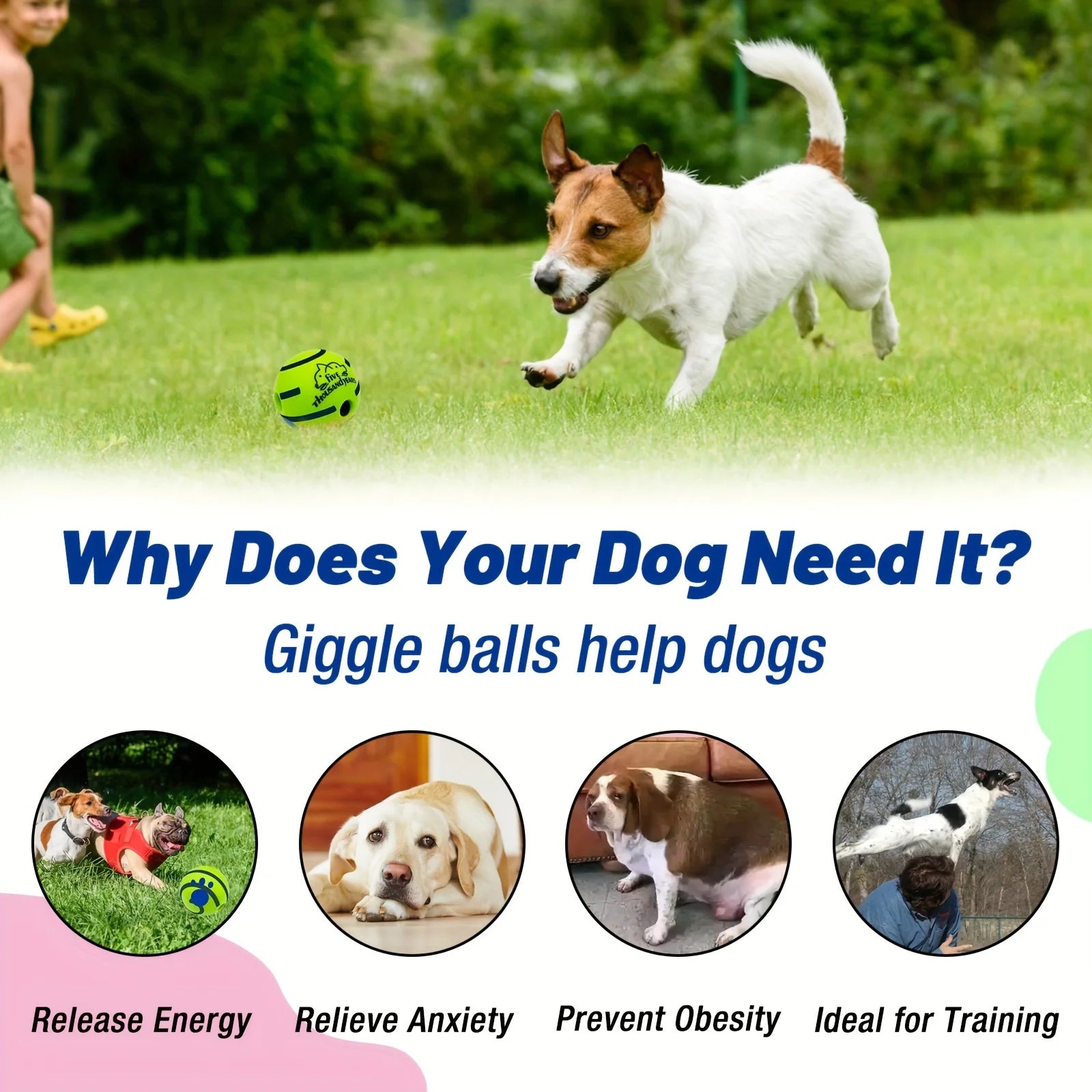 Squeaky Giggle Wobble Ball – Interactive Dog Toy with Fun Sounds for All Breeds