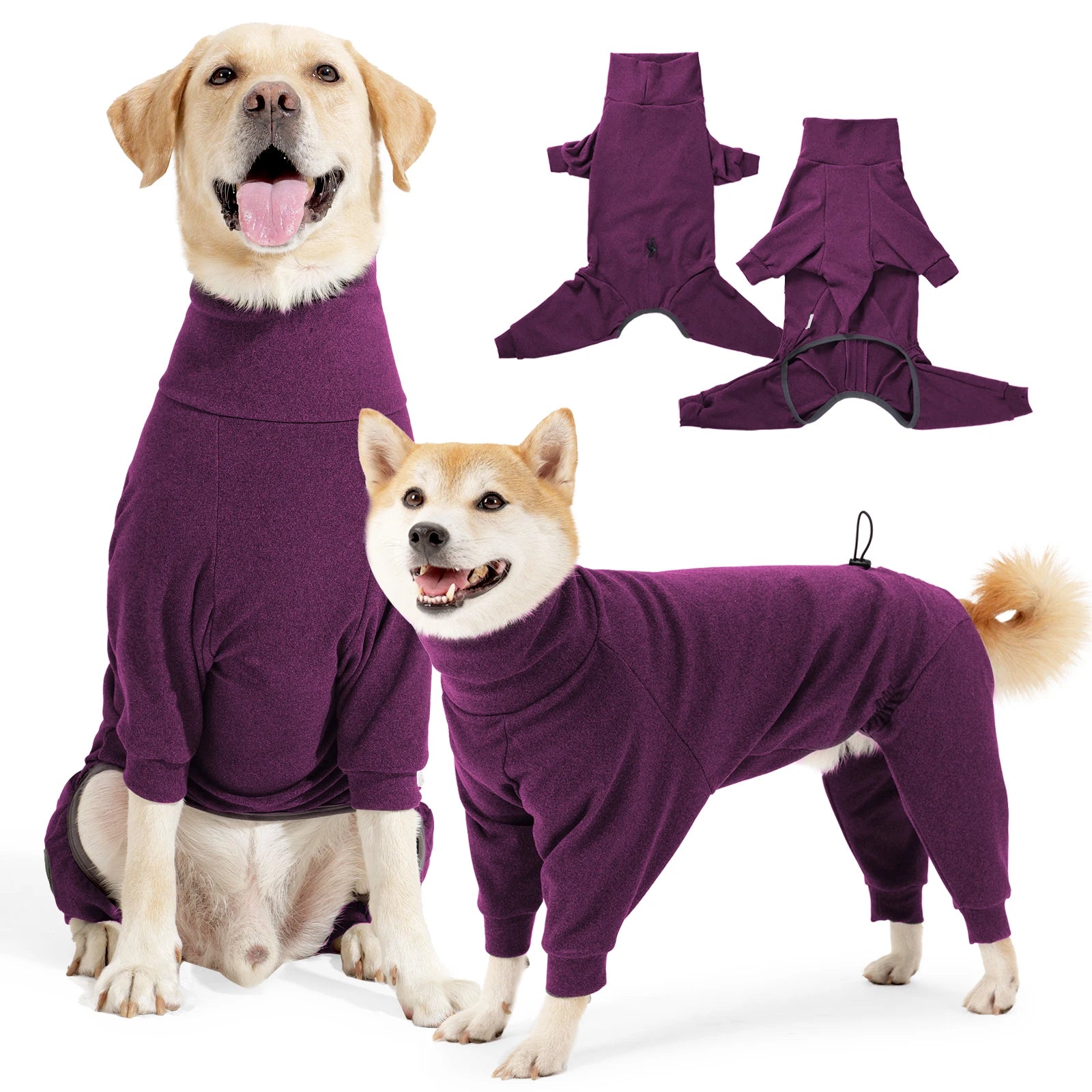 Warm Fleece Dog Jumpsuit – Windproof High-Collar Winter Overalls for Large Dogs