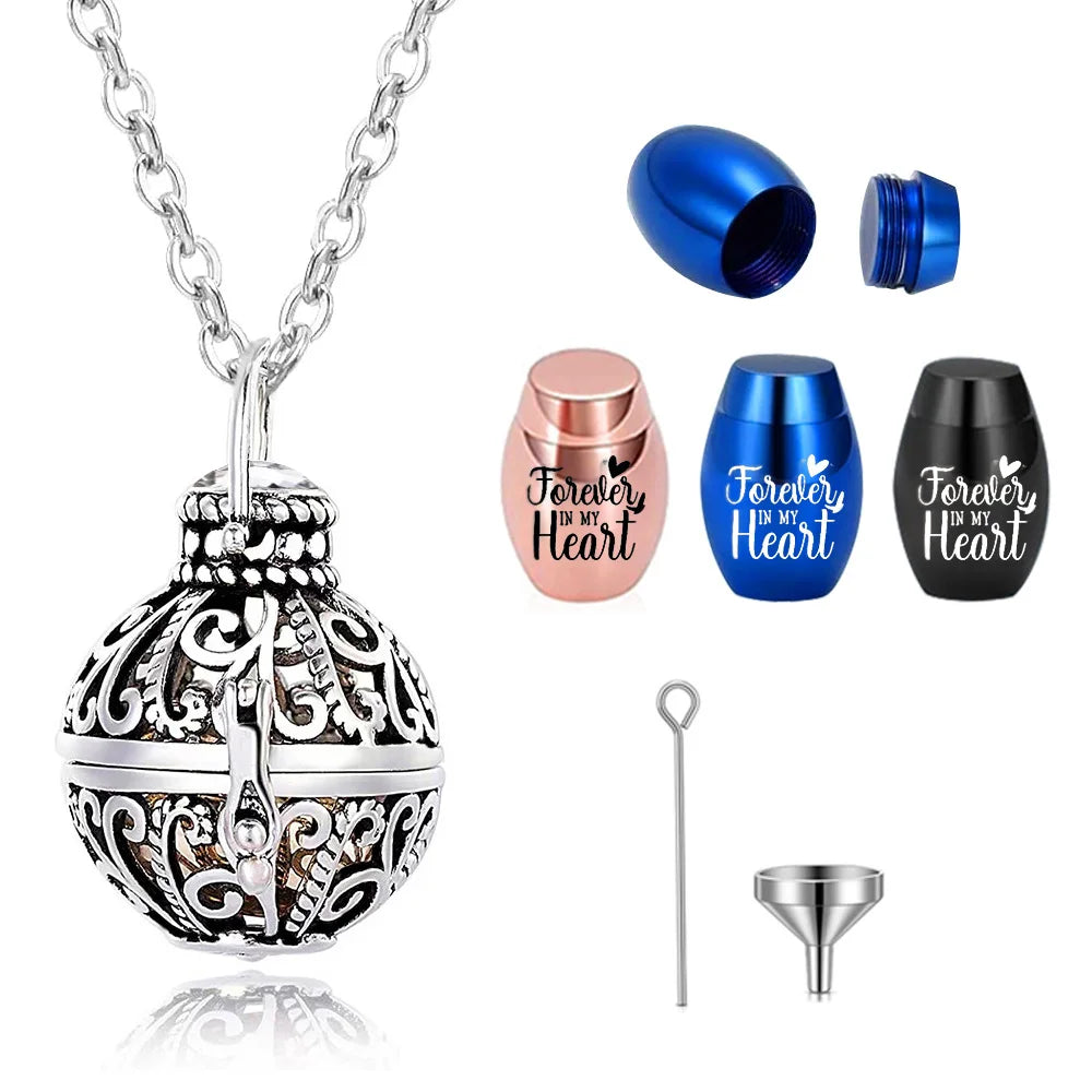 ,Vintage Hollow Flower Urn Necklace – Stainless Steel Cremation Jewelry Memorial Keepsake Pendant for Ashes