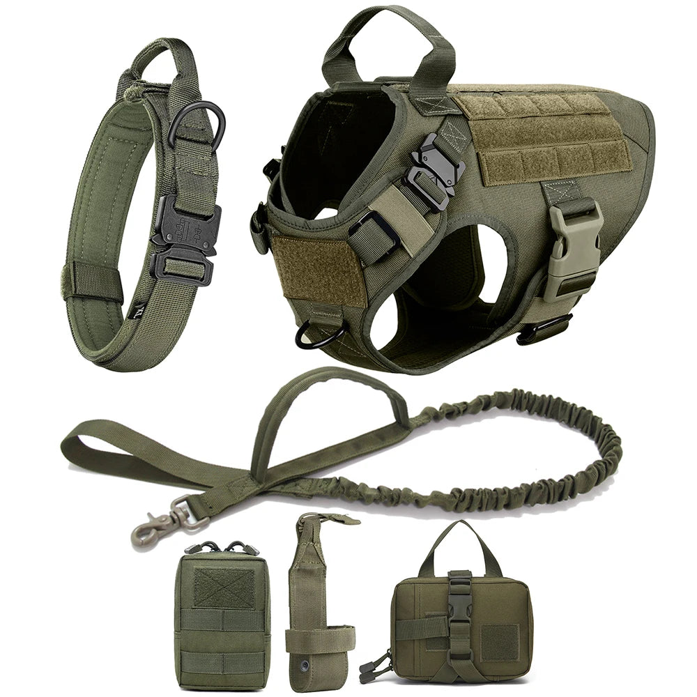 Tactical Dog Harness Set – Collar, Leash & Vest for Large and Small Dogs