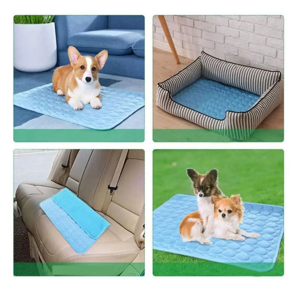 Cool Ice Silk Pet Cooling Mat – Moisture-Proof Summer Sleeping Pad for Dogs, Cats & Small Animals (5 Sizes Available)