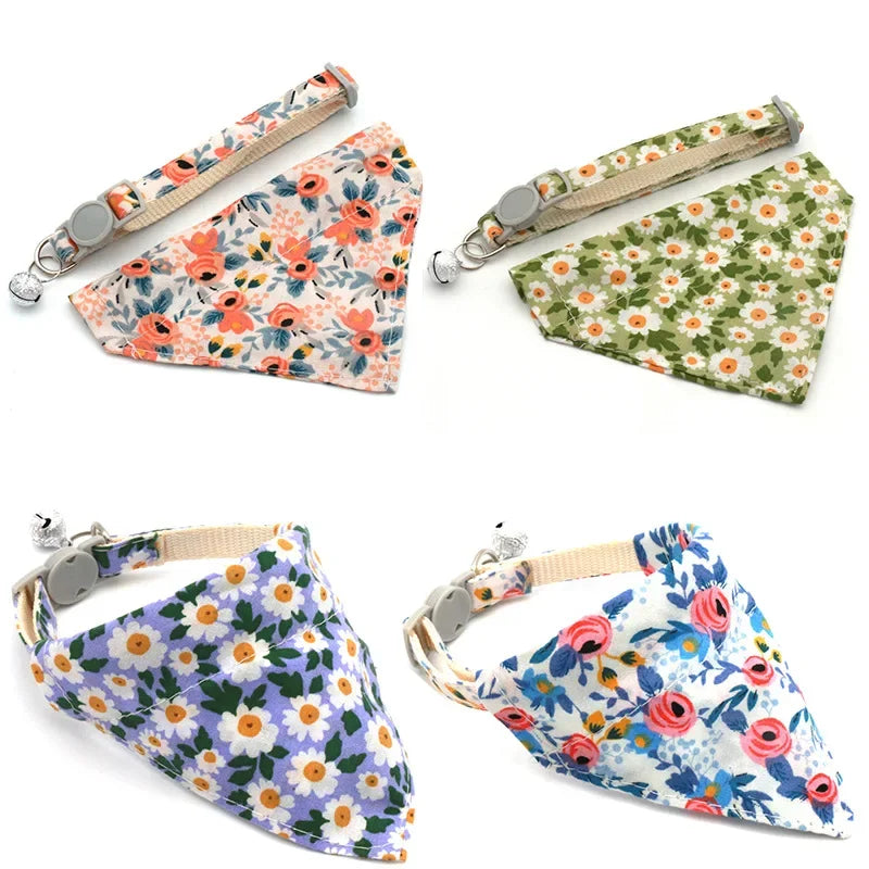 Adjustable Daisy Pet Bandana Collar – Breakaway Neck Scarf for Kittens, Puppies & Small Dogs